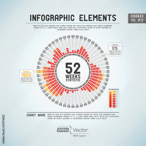 Detailed colorful infographic elements - 52 weeks