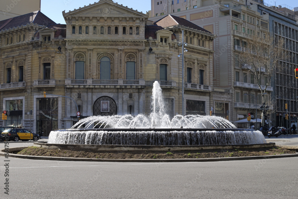 Fountain in Placa De Catalunya. Barcelona. Spain
