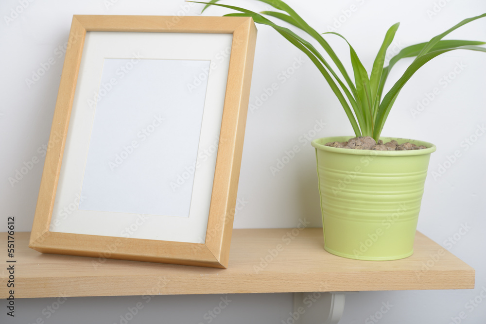 Potted plant on a shelf Potted plant on a shelf