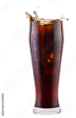 Fresh cola drink background with splash