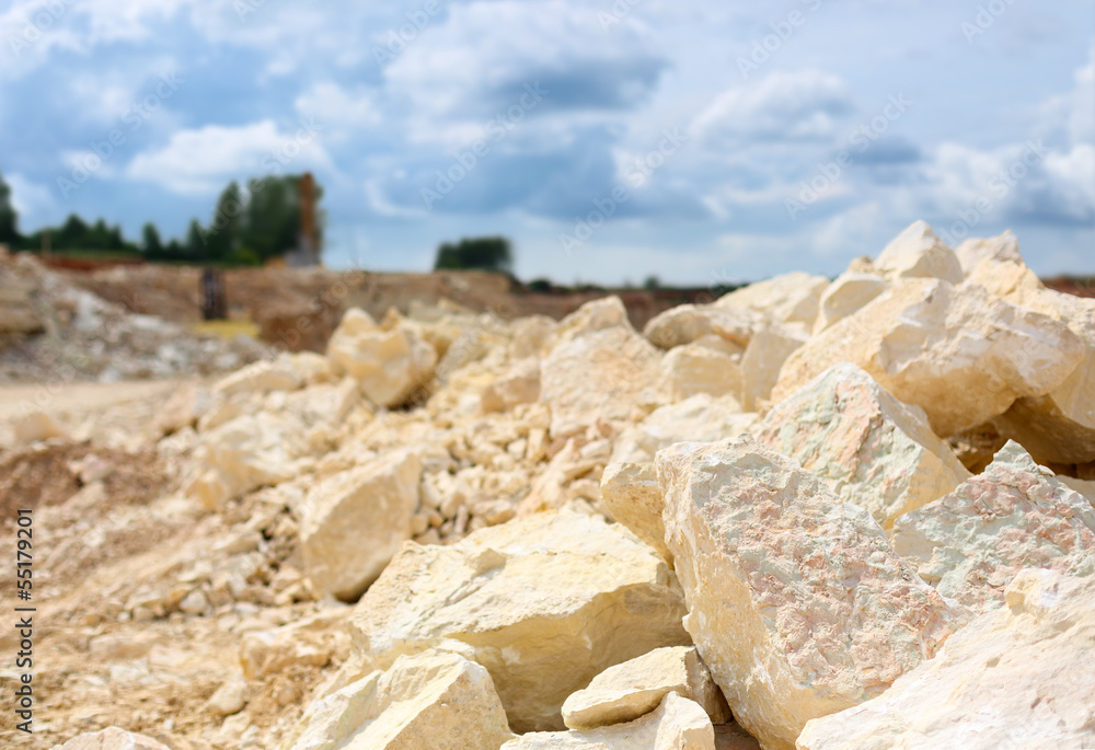 rocks in a limestone quarry close-up - obrazy, fototapety, plakaty 