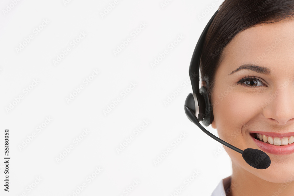 Cheerful customer service representative. Portrait of beautiful Cheerful customer service representative. Portrait of beautiful