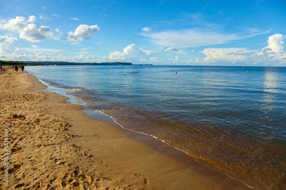 Fototapeta premium Beach in Jelitkowo on the Baltic coast near Sopot, Poland.
