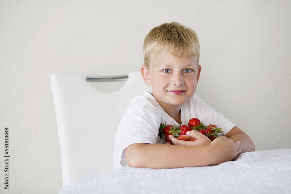 little funny boy with strawberries little funny boy with strawberries