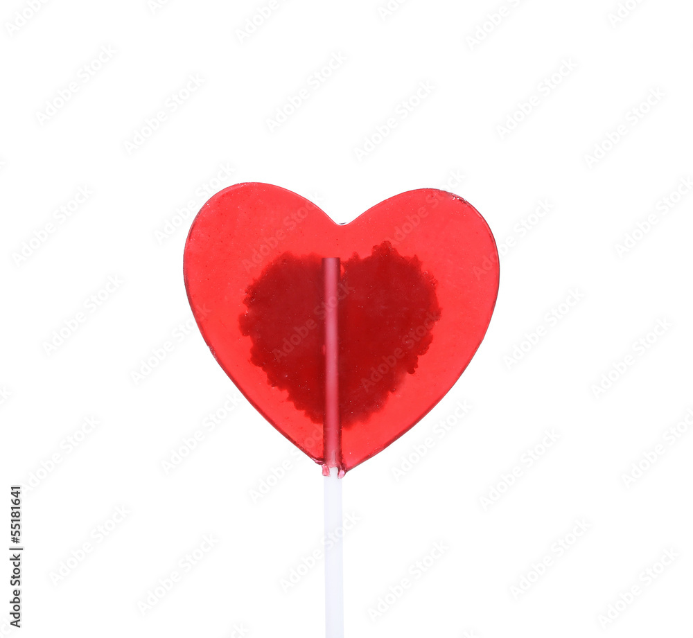 Red candy heart isolated on white. Red candy heart isolated on white.
