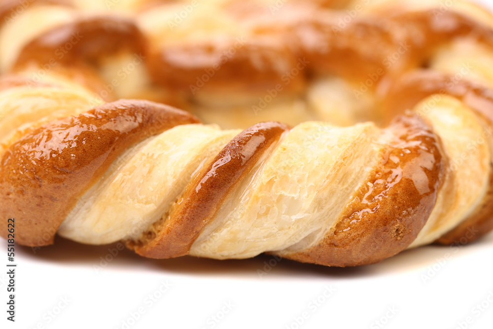 Knot-shaped biscuits on a white background