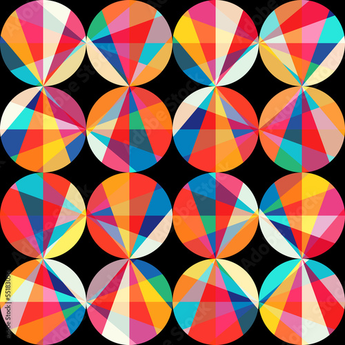 Vector geometric pattern of circles and triangles. Colored circl