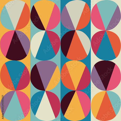 Vector geometric pattern of circles and triangles. Colored circl