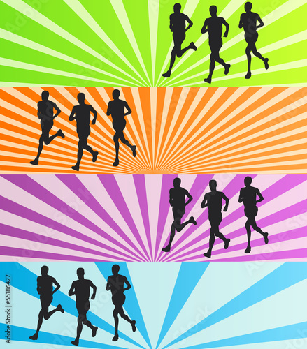 Runners vector background banner set