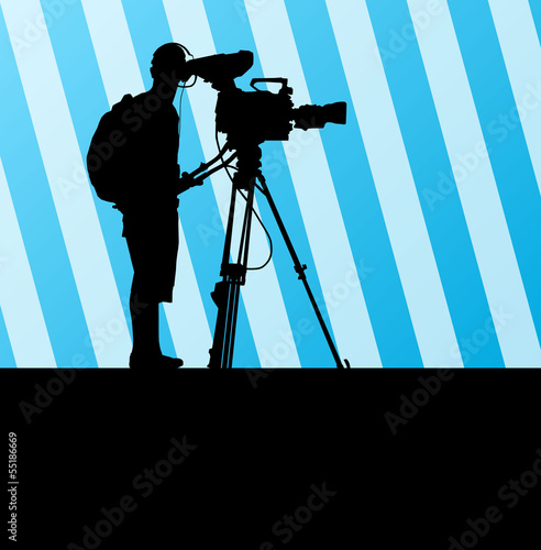 Cameramen and camcorder video operator vector background