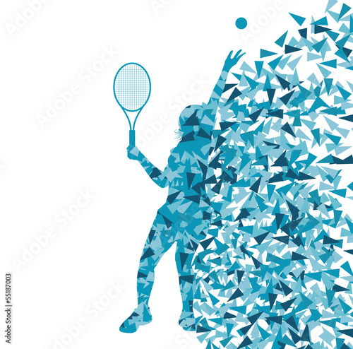 Tennis players silhouettes vector background concept made of fra