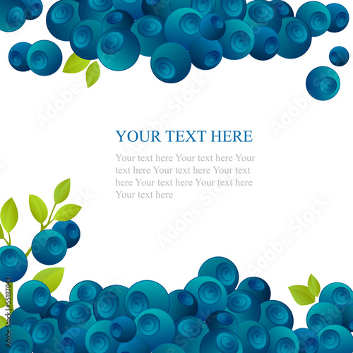 Fresh blueberry with green leafs on white background