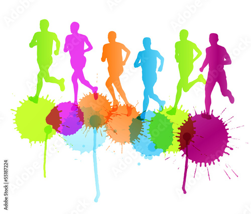 Group of runners vector background concept splashes