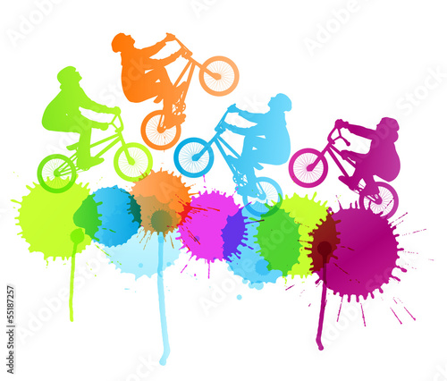 Cycling silhouette vector background concept splashes