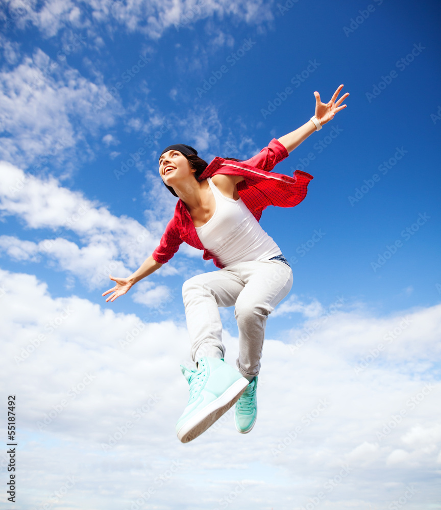 Obraz premium beautiful dancing girl jumping