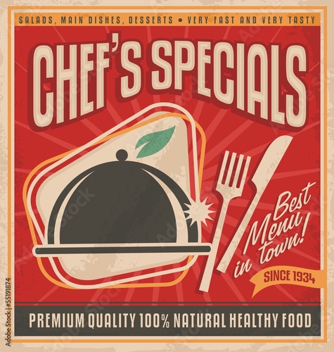 Retro poster template for best restaurant in town