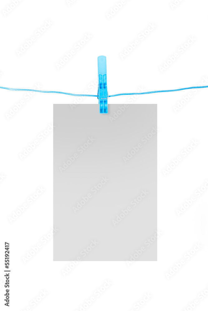 Naklejka premium Clothespin with Blank Card