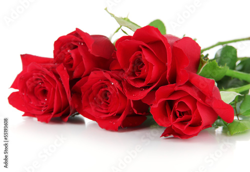 Beautiful bouquet of roses isolated on white