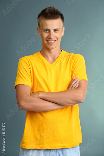 T-shirt on young man, on gr...