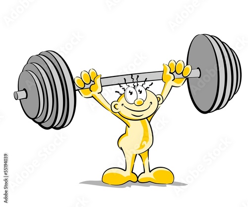 Little man lifting weights