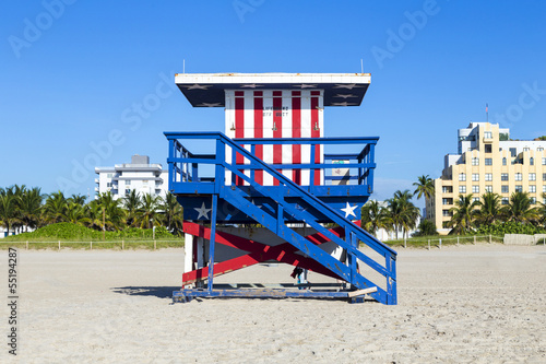 Wallpaper Mural Lifeguard cabin on empty beach, Miami Beach, Florida, USA, safet Torontodigital.ca
