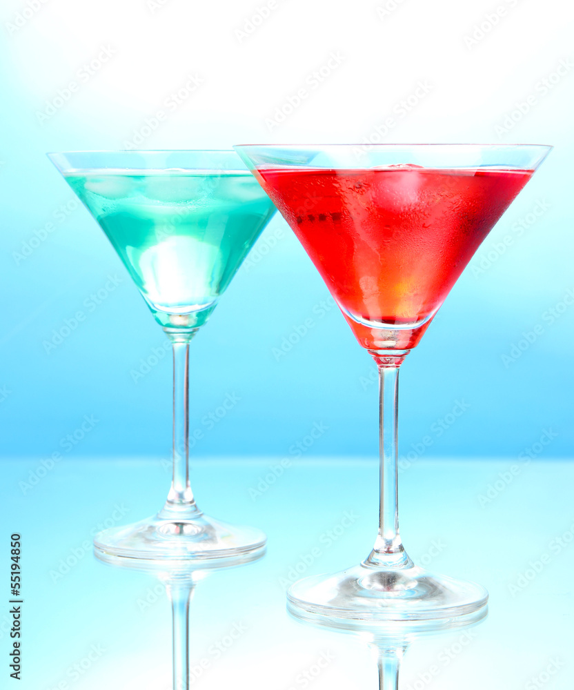 Cocktails on bright background