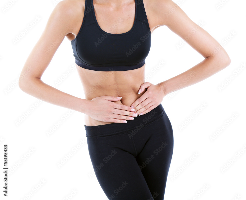 Abdominal pain isolated on white Abdominal pain isolated on white