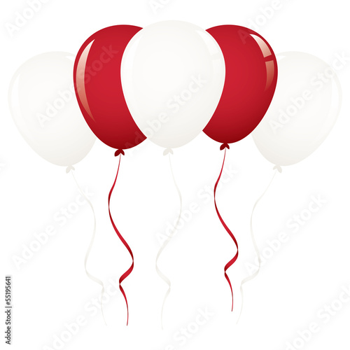 white and red balloon ribbon