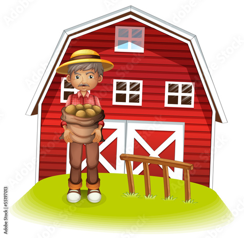 An old man with a sack of potatoes