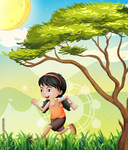 A girl running at the field