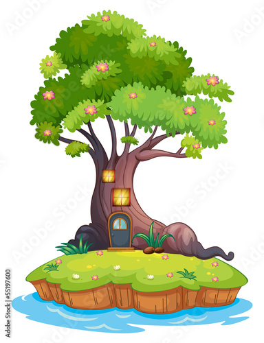 A giant tree in an island