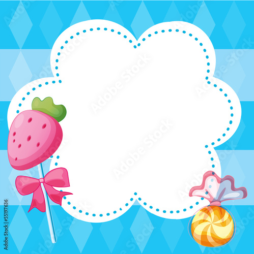 A stationery template with candies