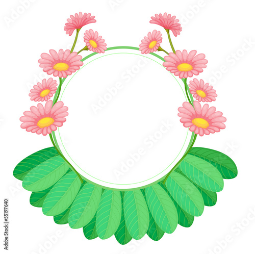 A round template with pink blooming flowers