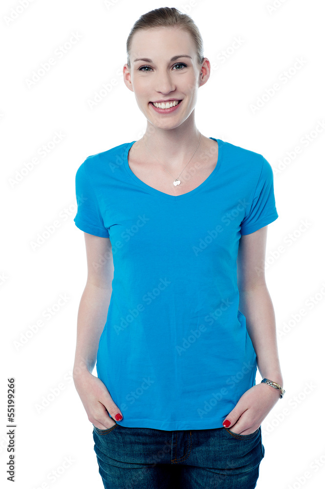 Fototapeta premium Joyous young lady in casuals