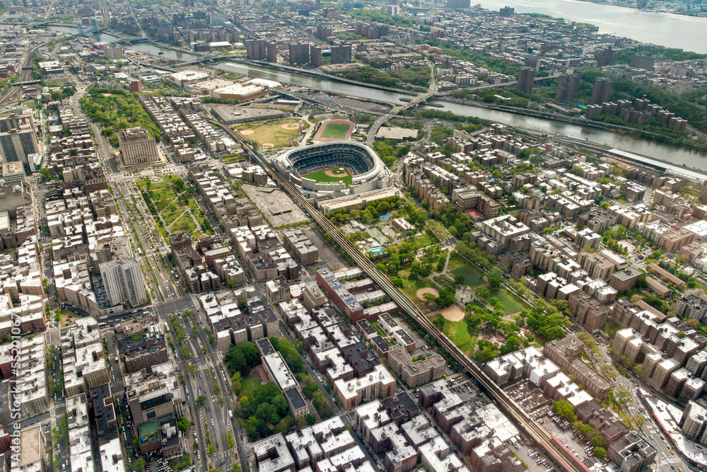 Aerial view of Manhattan and George Washington bridge, New York