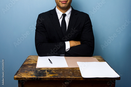 Tablou pe pânză Happy businessman has just signed important deal
