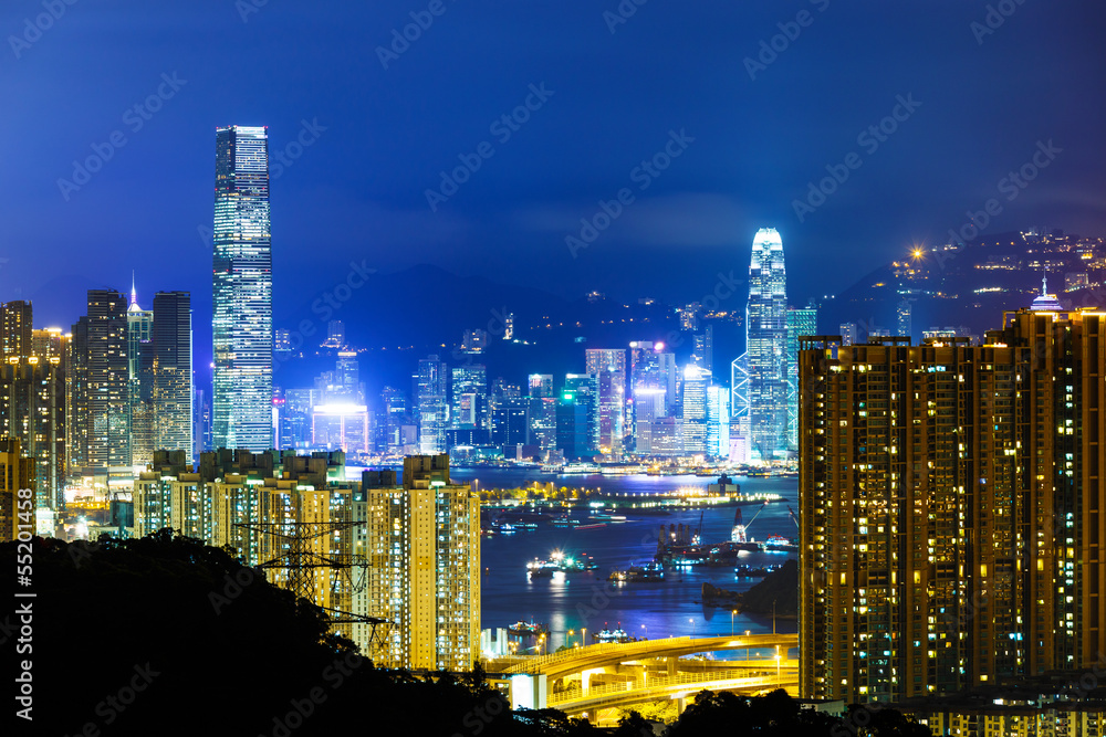 Fototapeta premium Hong Kong skyline at night