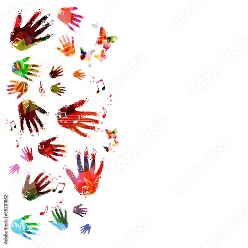 Colorful music hands vector