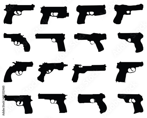 Black silhouettes of guns, vector