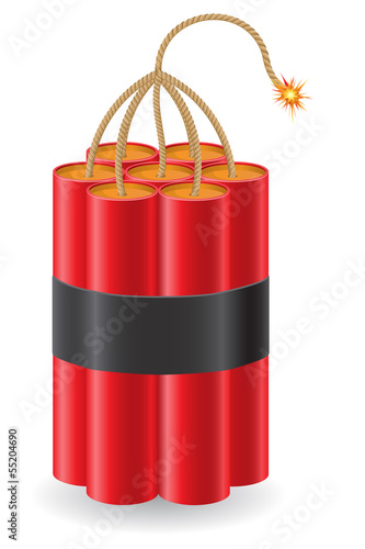 explosive dynamite with a burning fuse vector illustration