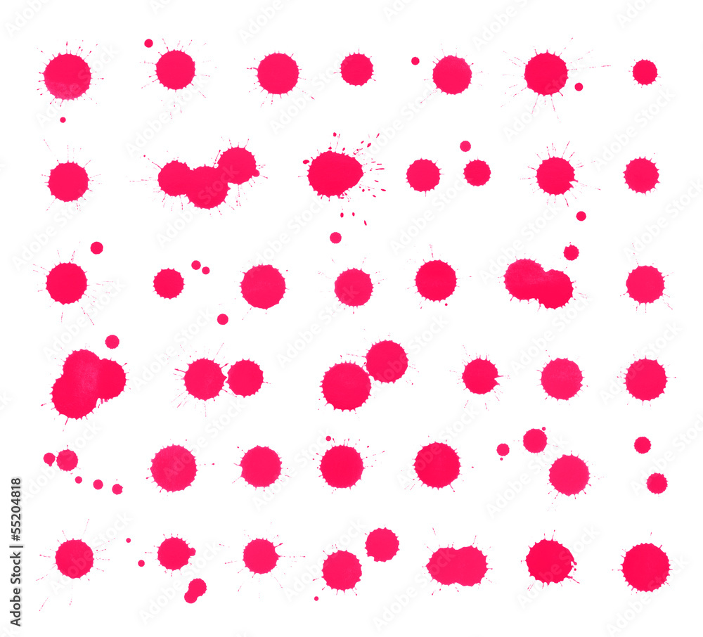 Magenta ink stain spot collection