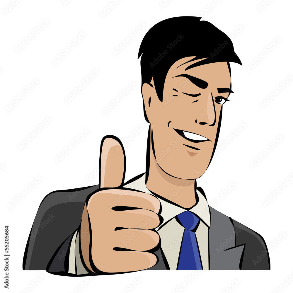 Young businessman with thumb up Young businessman with thumb up