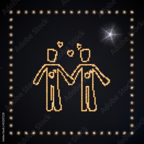 Illustration of a glowing man symbol glittering golden