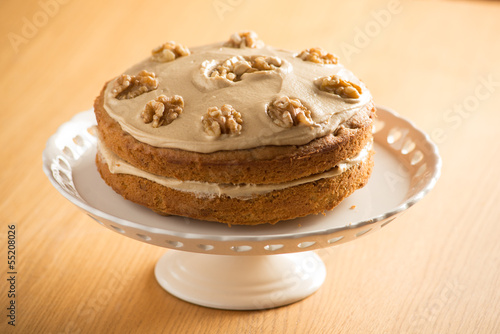 Beautiful Coffee and Walnut Cake