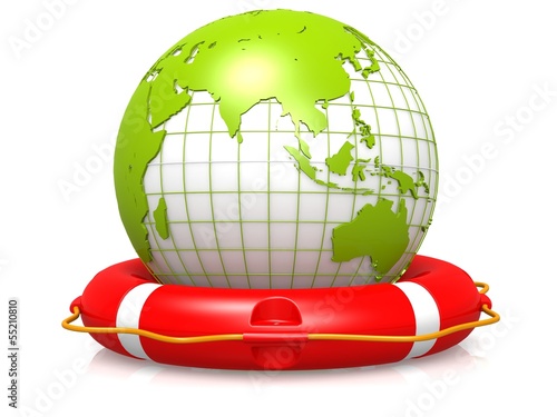 Quadro su tela Life buoy and green earth