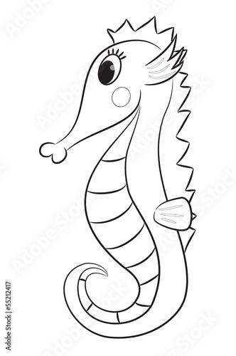 Cartoon sea horse. Coloring book. Vector illustration