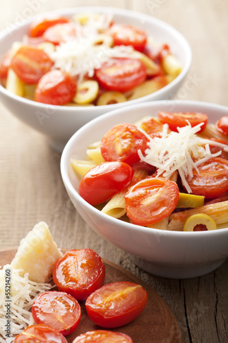 pasta with tomatoes and salami