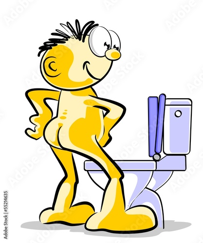 Boy using toilet, illustration