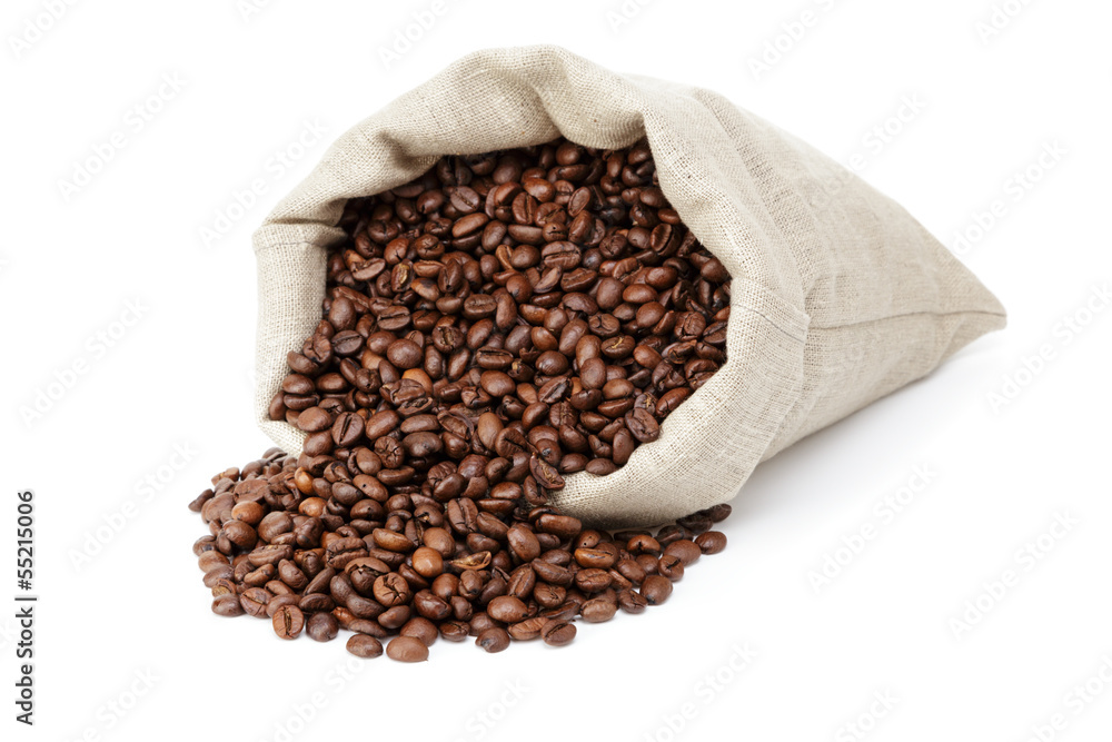 roated coffee beans spill out of the bag roated coffee beans spill out of the bag