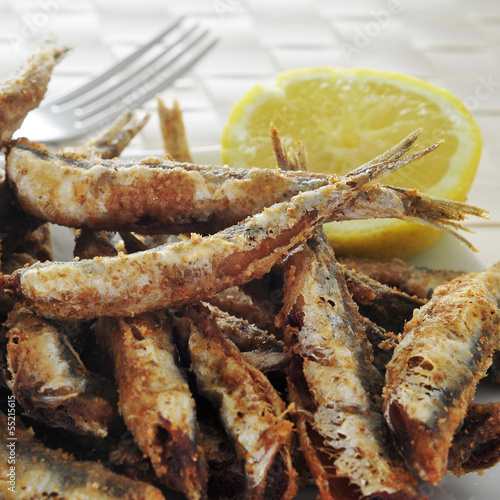 spanish boquerones fritos, fried anchovies typical in Spain